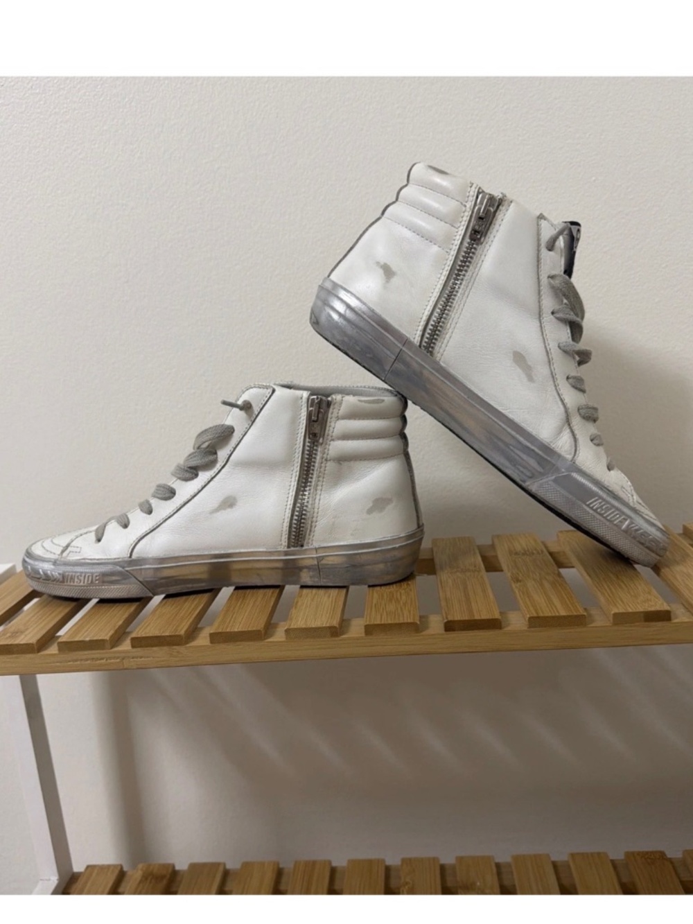 Golden Goose Gold and Silver Slide Sneakers Size 7.5 - Picture 3 of 8